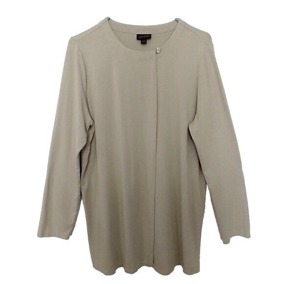 J. Jill Wearever Overlap Cardigan Truffle Beige Long Sleeve Womens Sweater - L - Picture 1 of 7